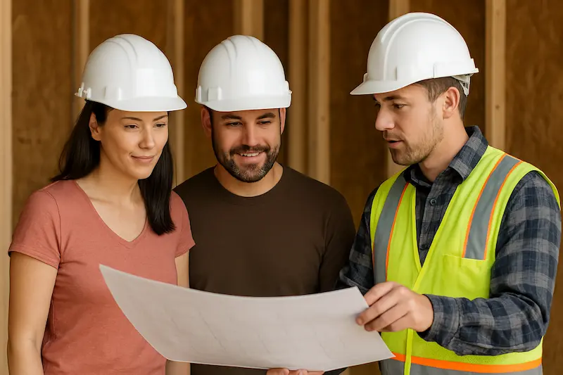 Veteran family meeting with ZoeyComm Construction team